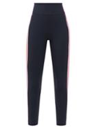 Ladies Activewear The Upside - Side-stripe High-rise Cropped Leggings - Womens - Navy