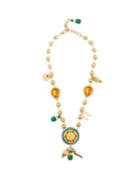 Matchesfashion.com Dolce & Gabbana - Floral And Charm Embellished Necklace - Womens - Blue