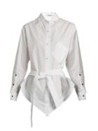 Yohji Yamamoto Regulation Tie-waist Pointed-hem Cotton Shirt