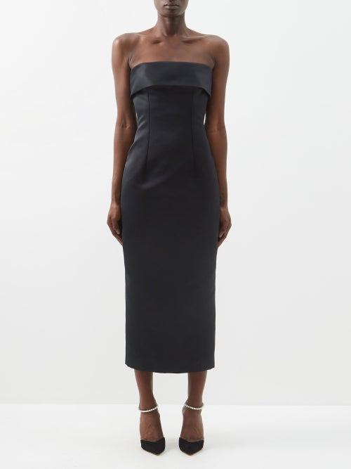 Emilia Wickstead - Keeley Bandeau Satin Dress - Womens - Black