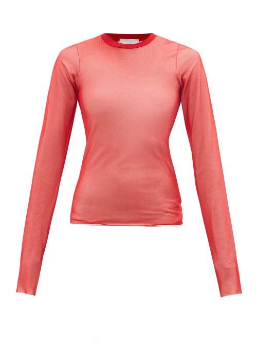 Maximilian - Logo-print Modal And Cotton-mesh Top - Womens - Red