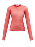 Maximilian - Logo-print Modal And Cotton-mesh Top - Womens - Red