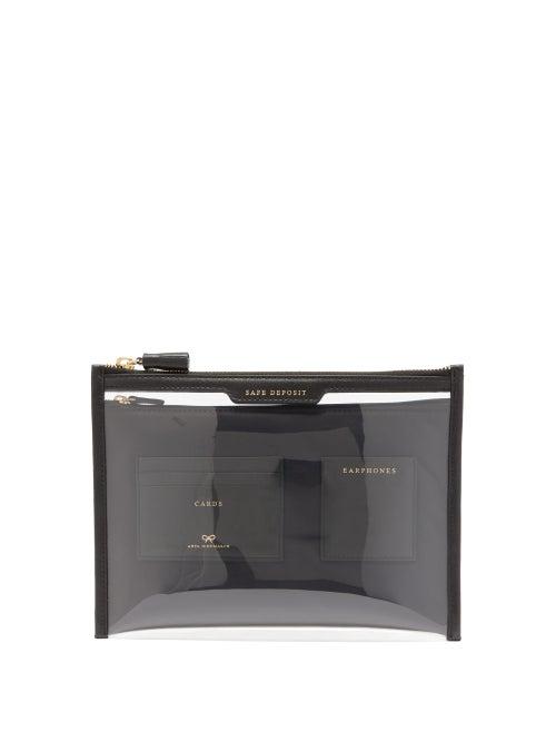 Matchesfashion.com Anya Hindmarch - Safe Deposit Leather And Tpu Pouch - Womens - Black