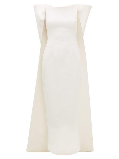 Matchesfashion.com Emilia Wickstead - Cruz Bow-appliqu Cloqu-crepe Dress - Womens - Ivory