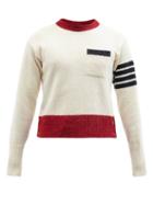 Mens Rtw Thom Browne - Four-bar Wool-blend Sweater - Mens - White
