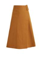 Sea Wrap-style Gabardine Midi Skirt