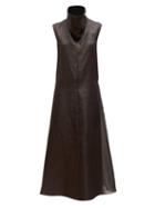 Matchesfashion.com The Row - Virginia Funnel Neck Silk Organza Midi Dress - Womens - Dark Brown