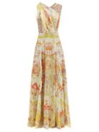 Matchesfashion.com Etro - Positano Tie-shoulder Silk-georgette Gown - Womens - White Multi