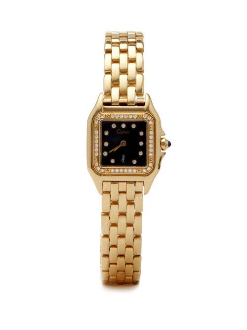 Jacquie Aiche - Vintage Panthre De Cartier Diamond & Gold Watch - Womens - Black Gold