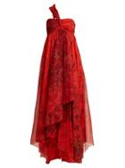 Matchesfashion.com Etro - Chennai One Shoulder Paisley Print Silk Dress - Womens - Red Print