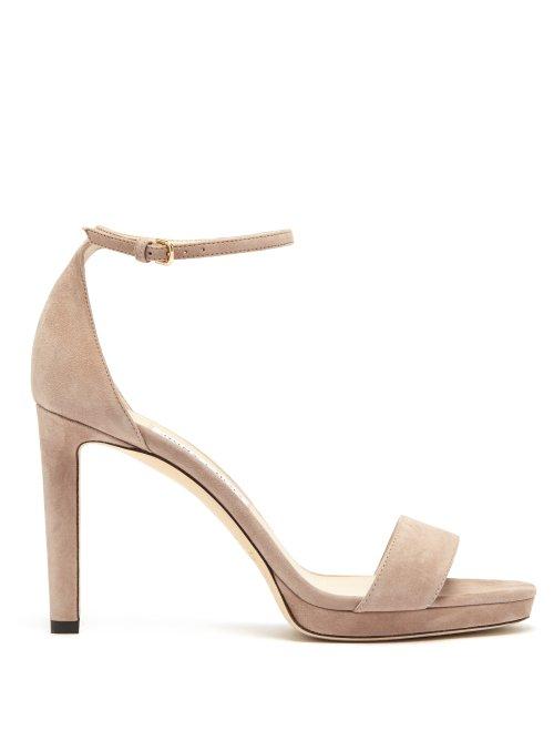 Matchesfashion.com Jimmy Choo - Misty 100 Suede Platform Sandals - Womens - Nude