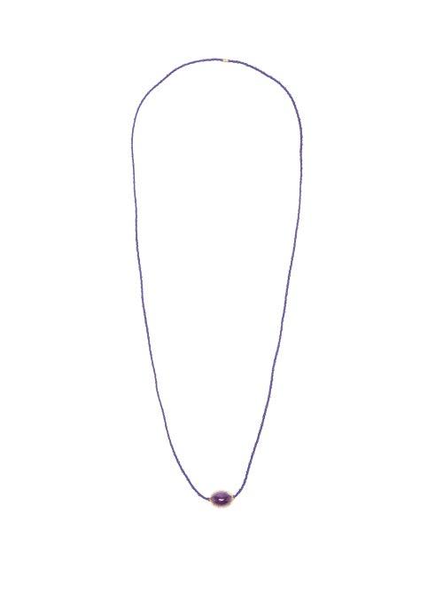 Matchesfashion.com Luis Morais - Moonstone, Amethyst & 14kt Gold Necklace - Mens - Gold Multi