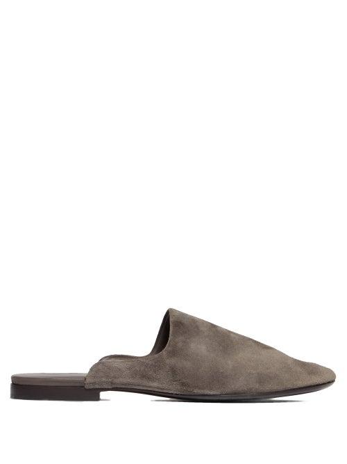 Matchesfashion.com The Row - Grandpa Suede Mules - Womens - Grey