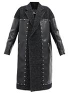 Matchesfashion.com Junya Watanabe - Studded Tweed And Faux-leather Coat - Womens - Black
