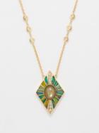 Jacquie Aiche - Opal, Diamond & 14kt Gold Necklace - Womens - Green Blue