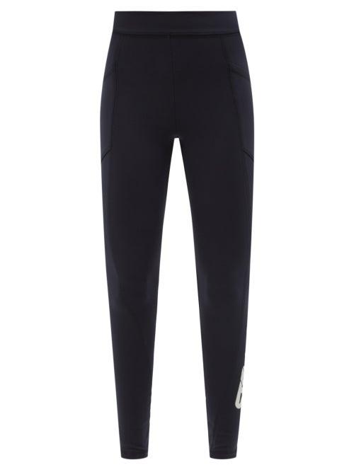 Ladies Rtw Stella Mccartney - Logo-print Neoprene Leggings - Womens - Navy