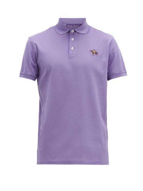 Matchesfashion.com Ralph Lauren Purple Label - Logo Embroidered Cotton Piqu Polo Shirt - Mens - Purple
