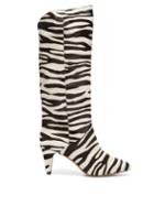 Isabel Marant - Laylis Zebra-print Calf-hair Knee-high Boots - Womens - Black/white