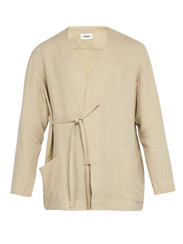 Commas Tie-side Linen Robe Shirt