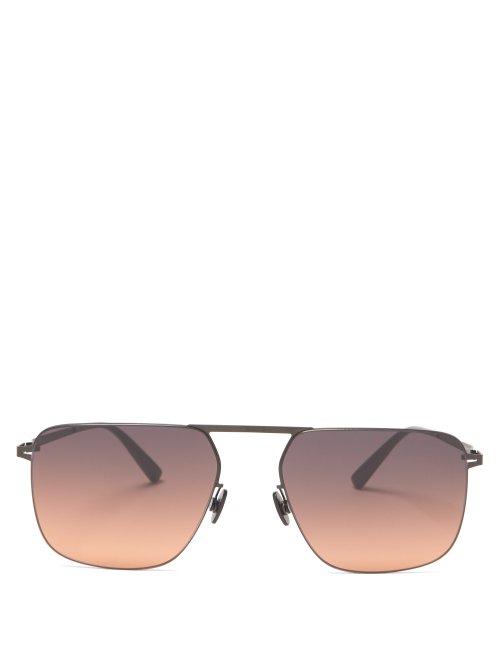 Matchesfashion.com Mykita - Masao Aviator Stainless Steel Sunglasses - Mens - Black