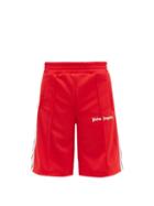Matchesfashion.com Palm Angels - Logo Print Side Stripe Jersey Shorts - Mens - Red