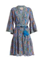 Matchesfashion.com Figue - Caroline Paisley Print Silk Wrap Dress - Womens - Blue Multi