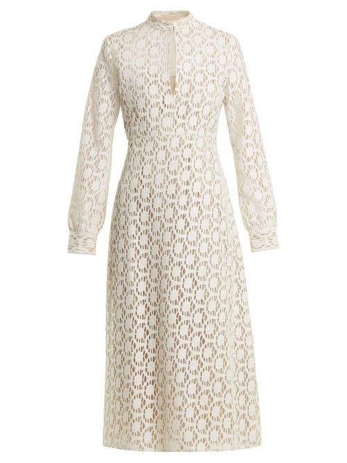 Matchesfashion.com By. Bonnie Young - Long Sleeved Cotton Blend Lace Dress - Womens - White