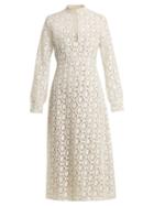 Matchesfashion.com By. Bonnie Young - Long Sleeved Cotton Blend Lace Dress - Womens - White