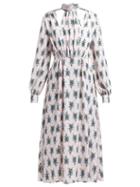 Matchesfashion.com Emilia Wickstead - Marguera Floral Print Crepe Midi Dress - Womens - Blue Print