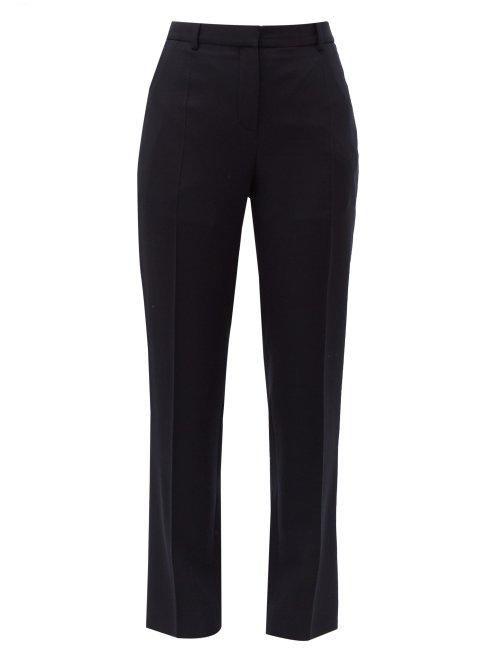 Matchesfashion.com Givenchy - Tailored Wool Crepe Slim Leg Trousers - Womens - Navy