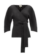 Matchesfashion.com Mara Hoffman - Emiliana Belted Hemp Wrap Top - Womens - Black