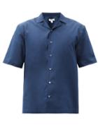 Matchesfashion.com Sunspel - Cuban-collar Cotton Shirt - Mens - Navy