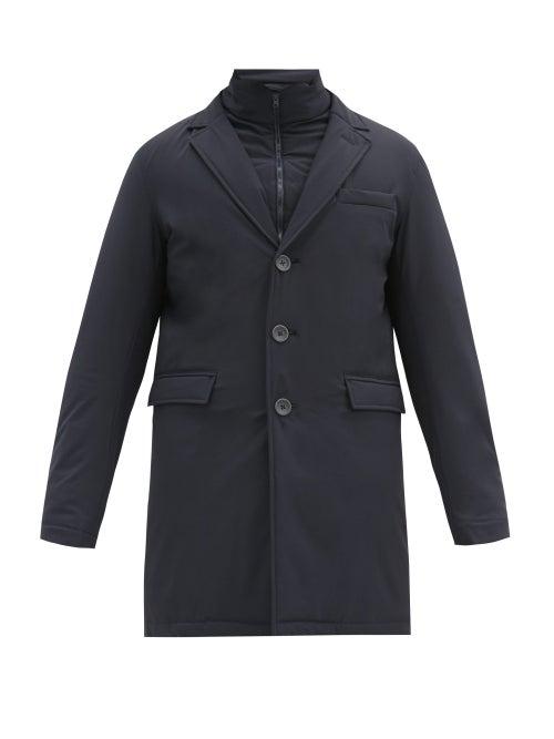 Matchesfashion.com Herno - Single-breasted Shell Car Coat - Mens - Navy