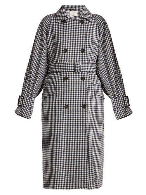 Matchesfashion.com Tibi - Gingham Oversized Trench Coat - Womens - Black White