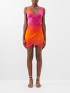 Louisa Ballou - Summer Solstice Gradient-jersey Gathered Dress - Womens - Pink Orange