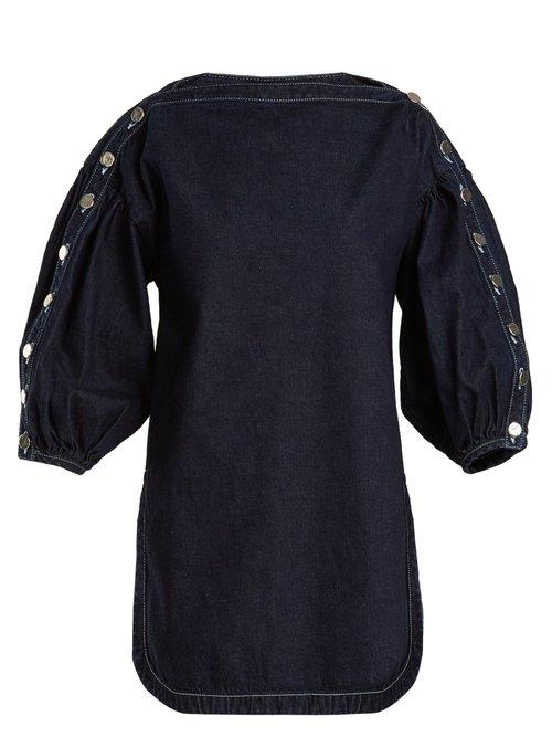 Matchesfashion.com Rachel Comey - Billow Slash Neck Denim Top - Womens - Indigo