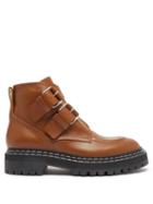 Proenza Schouler - Double-buckled Leather Ankle Boots - Womens - Tan