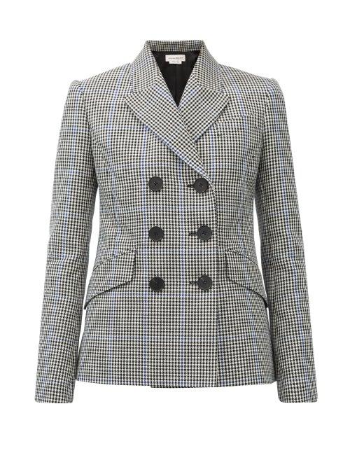 Matchesfashion.com Alexander Mcqueen - Belted Prince-of-wales-check Jacket - Womens - Grey Multi