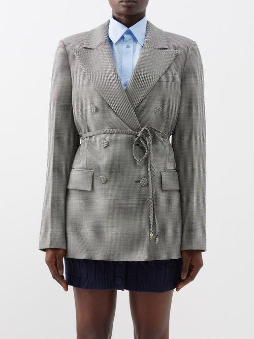 Altuzarra - Hattson Houndstooth-check Wool-blend Jacket - Womens - Black White