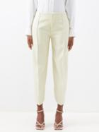 Bottega Veneta - Curved-leg Cropped Suit Trousers - Womens - Light Yellow