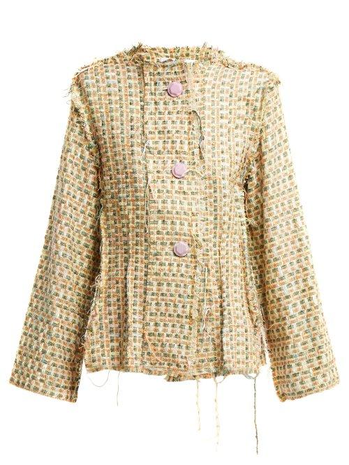 Matchesfashion.com Matty Bovan - Raw Edge Tweed Jacket - Womens - Ivory Multi