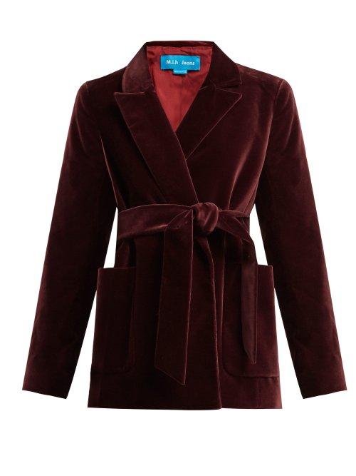 Matchesfashion.com M.i.h Jeans - Robin Tie Waist Velvet Blazer - Womens - Burgundy
