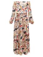 Matchesfashion.com Adriana Iglesias - Creek Floral Print Silk Satin Dress - Womens - Nude Multi