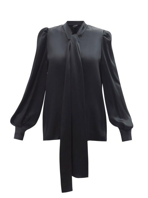 Tom Ford - Balloon-sleeve Satin Blouse - Womens - Black