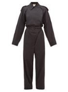 Matchesfashion.com Bottega Veneta - Belted Cotton-blend Wide-leg Trench Jumpsuit - Womens - Black