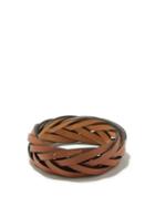Loewe - Foiled-logo Braided-leather Bracelet - Womens - Tan