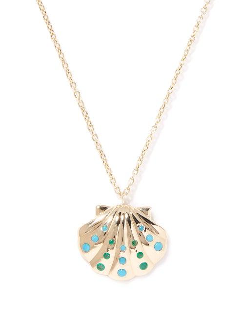 Brent Neale - Shell Emerald, Turquoise & 18kt Gold Necklace - Womens - Gold Multi