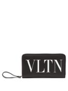 Matchesfashion.com Valentino - Logo Print Zip Around Leather Wallet - Mens - Black Multi