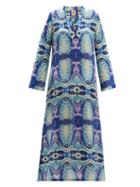 Matchesfashion.com Le Sirenuse, Positano - Giada Printed Cotton Muslin Kaftan - Womens - Blue Multi