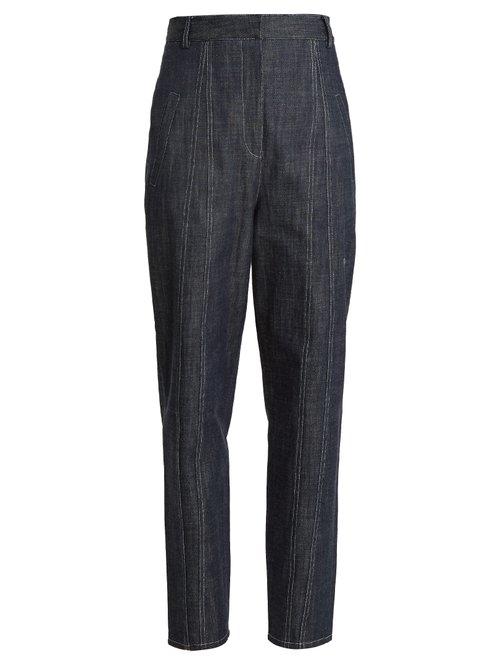 Matchesfashion.com Tibi - Easton Raw Denim High Waist Jeans - Womens - Indigo
